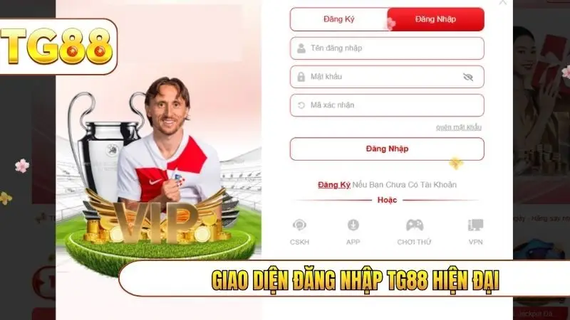 Giao diện đăng nhập TG88 hiện đại